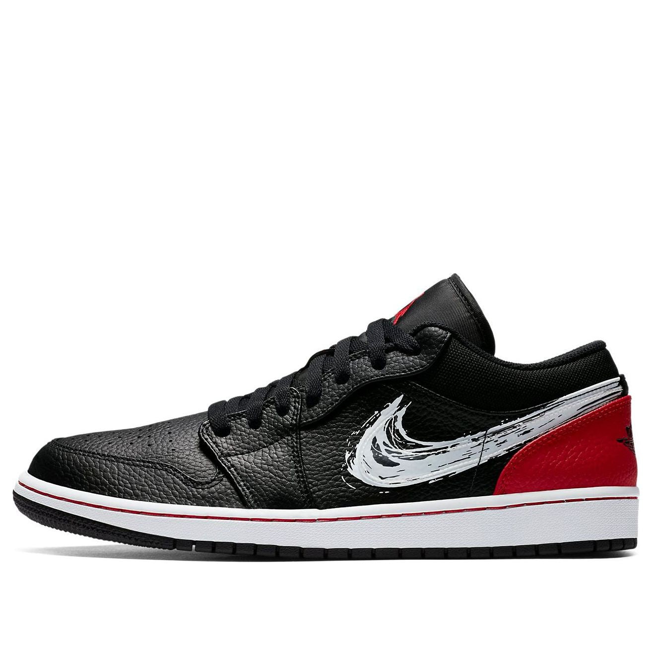 Air Jordan 1 Low 'Brushstroke Swoosh - Black Red'